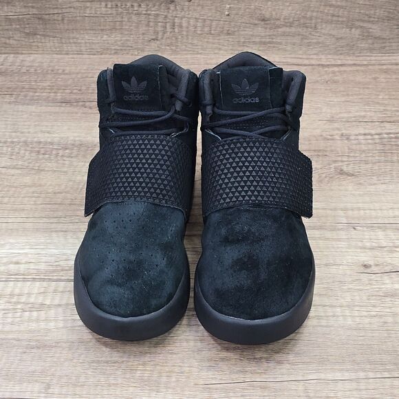 Adidas Tubular Invader Strap Men's Size 7 Women's Sz 8.5 Black Sneakers (BA7330) - Picture 2 of 9